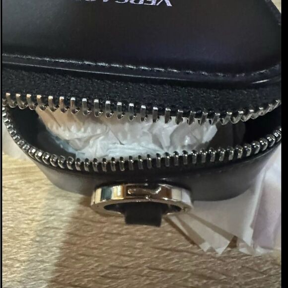 Auth New Leather Versace Cargo AirPods Case  Black and Silver - Picture 4 of 5